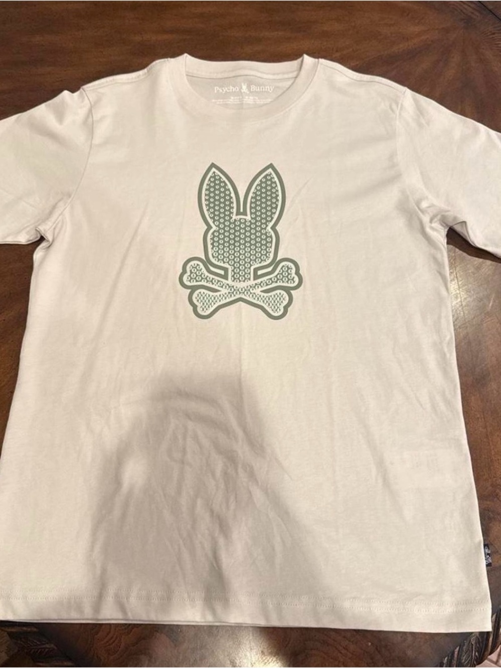 Psycho Bunny Kids Short-Sleeve Tee in Cream with Green Logo